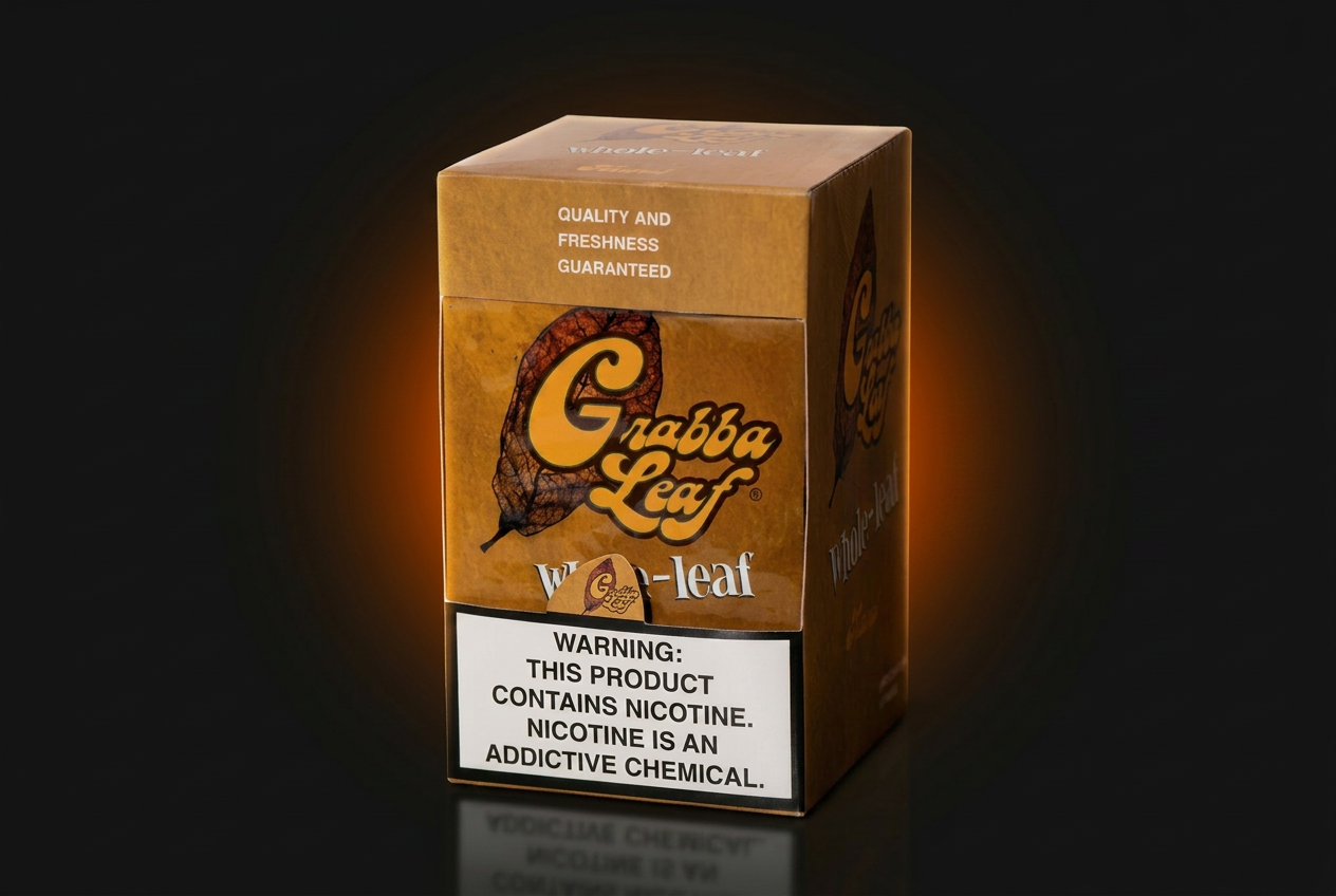 Grabba Leaf wraps photographed on a dark premium retail background